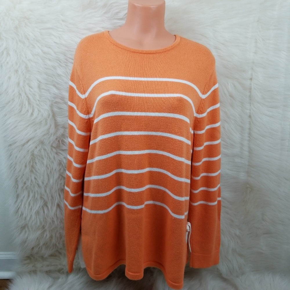 J.jill crew neck striped SWEATER SIZE large